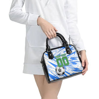 Personalized Uzbekistan Soccer Shoulder Handbag White Wolves Football Halftone Pattern
