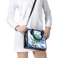 Personalized Uzbekistan Soccer Shoulder Handbag White Wolves Football Halftone Pattern