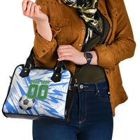 Personalized Uzbekistan Soccer Shoulder Handbag White Wolves Football Halftone Pattern
