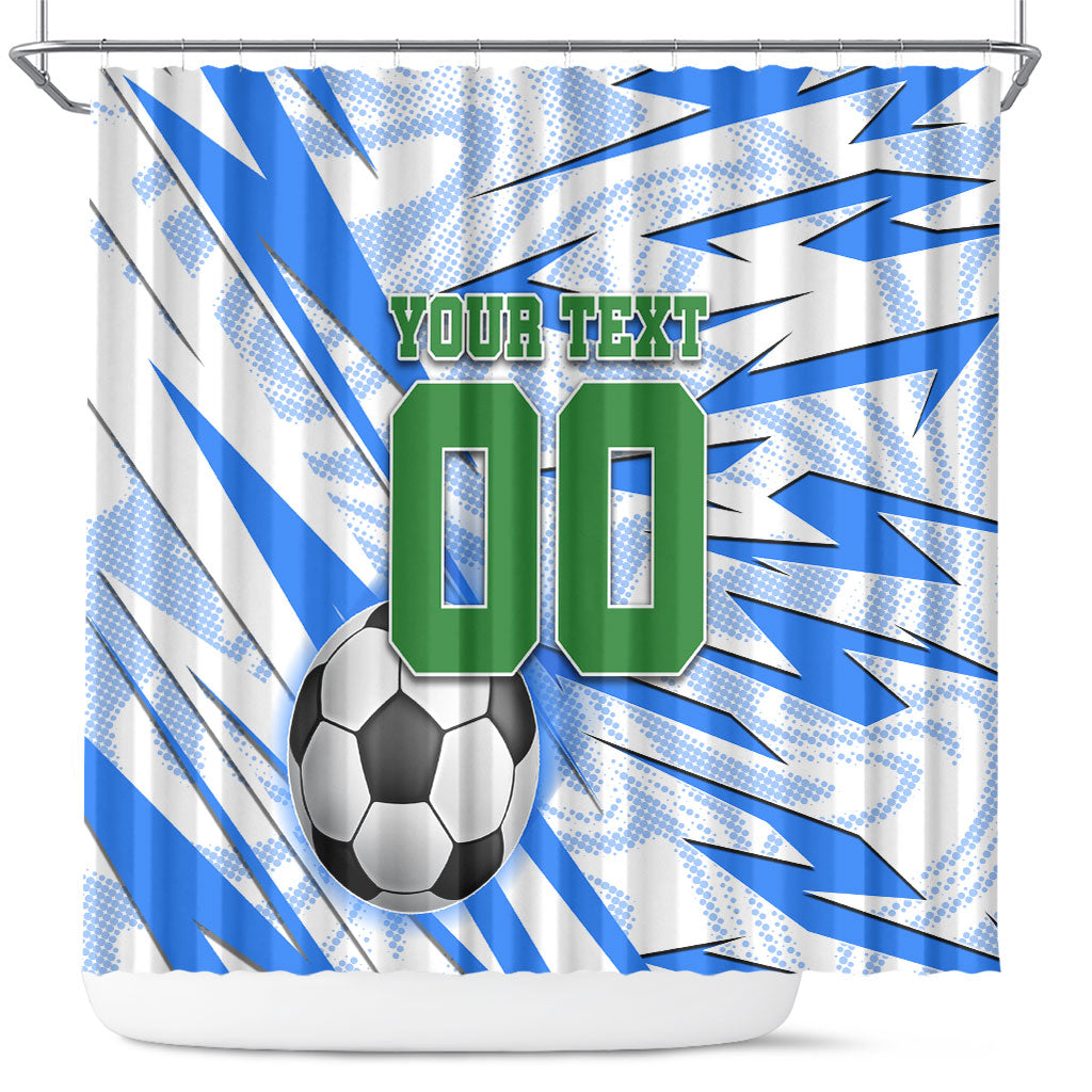 Personalized Uzbekistan Soccer Shower Curtain White Wolves Football Halftone Pattern