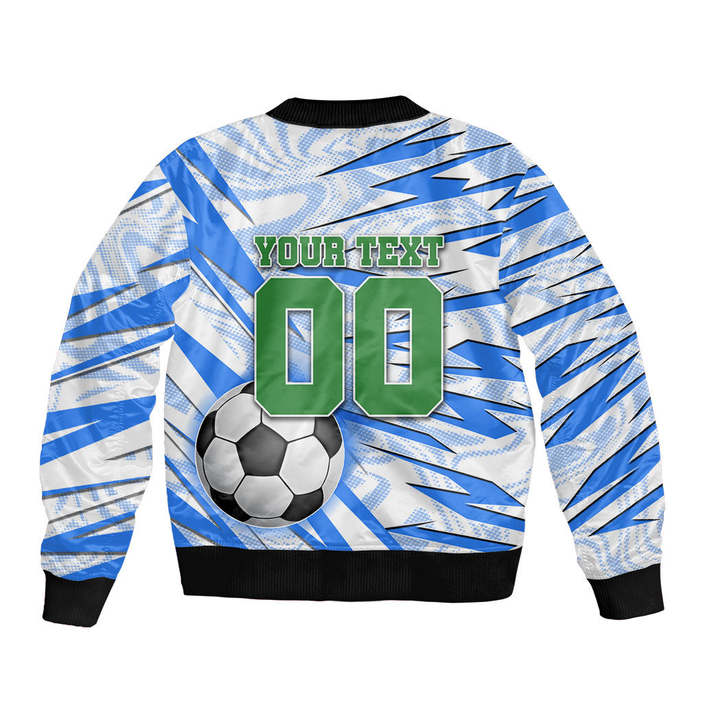Personalized Uzbekistan Soccer Sleeve Zip Bomber Jacket White Wolves Football Halftone Pattern