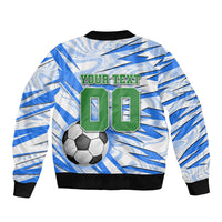 Personalized Uzbekistan Soccer Sleeve Zip Bomber Jacket White Wolves Football Halftone Pattern