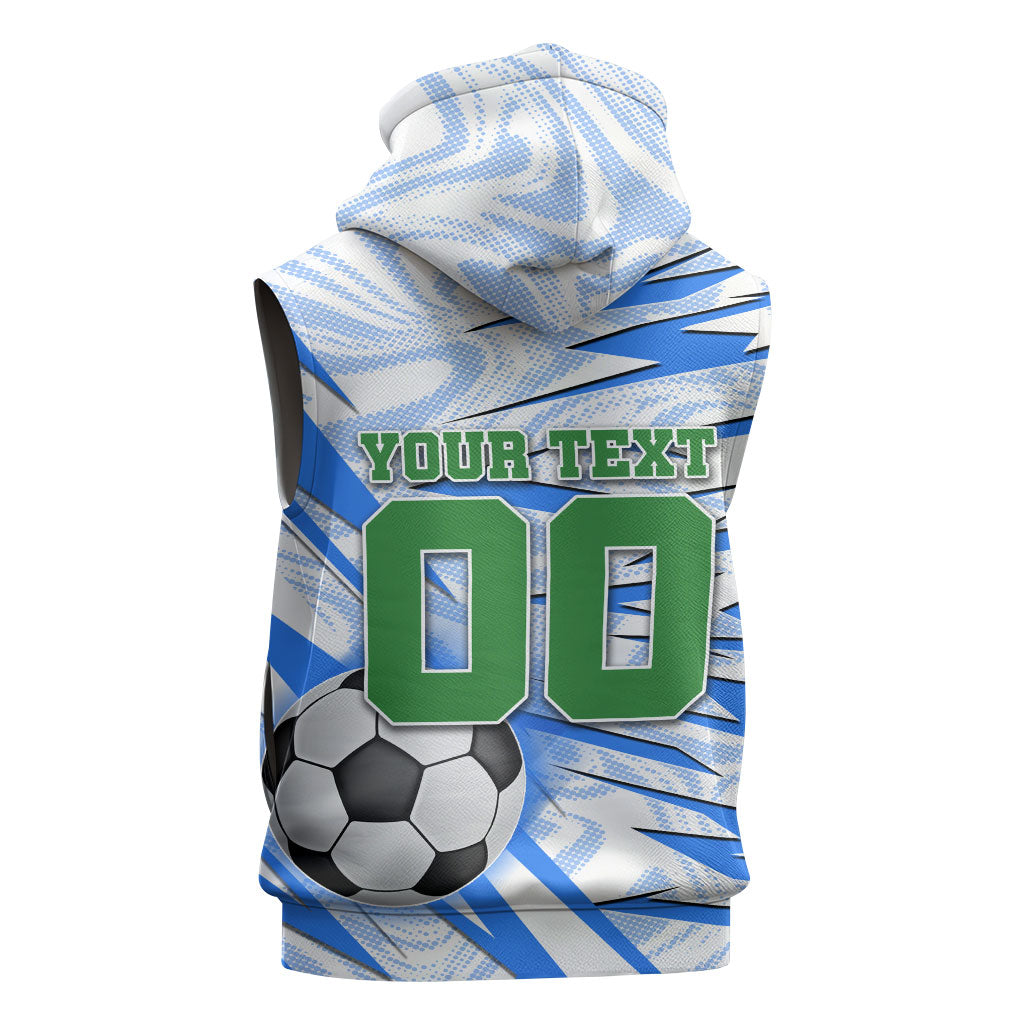 Personalized Uzbekistan Soccer Sleeveless Hoodie White Wolves Football Halftone Pattern