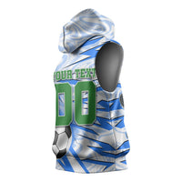 Personalized Uzbekistan Soccer Sleeveless Hoodie White Wolves Football Halftone Pattern