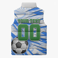 Personalized Uzbekistan Soccer Sleeveless Puffer Jacket White Wolves Football Halftone Pattern