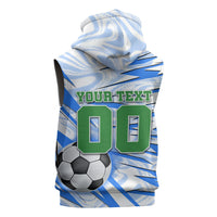 Personalized Uzbekistan Soccer Sleeveless Zip Hoodie White Wolves Football Halftone Pattern