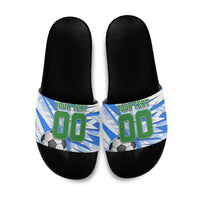 Personalized Uzbekistan Soccer Slide Sandals White Wolves Football Halftone Pattern