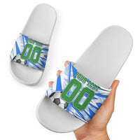 Personalized Uzbekistan Soccer Slide Sandals White Wolves Football Halftone Pattern