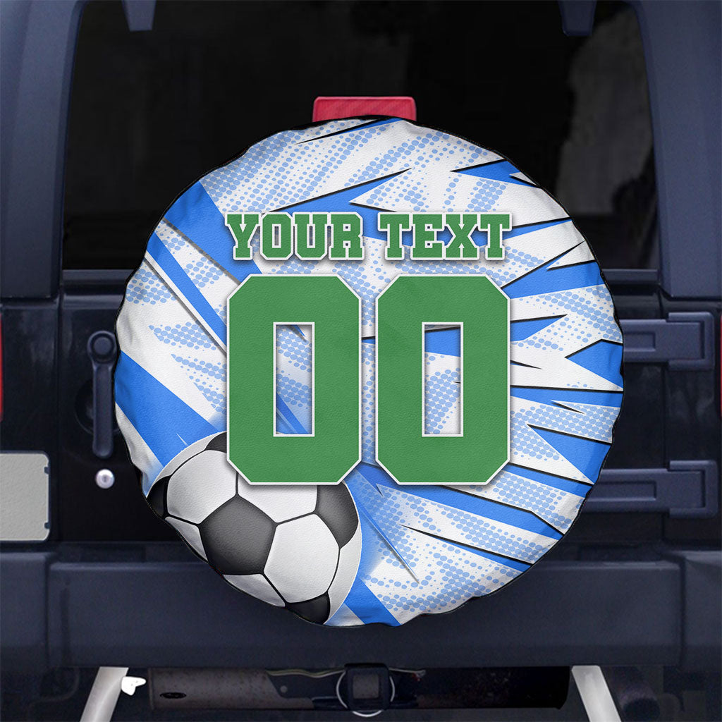 Personalized Uzbekistan Soccer Spare Tire Cover White Wolves Football Halftone Pattern