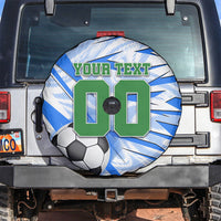 Personalized Uzbekistan Soccer Spare Tire Cover White Wolves Football Halftone Pattern
