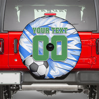 Personalized Uzbekistan Soccer Spare Tire Cover White Wolves Football Halftone Pattern