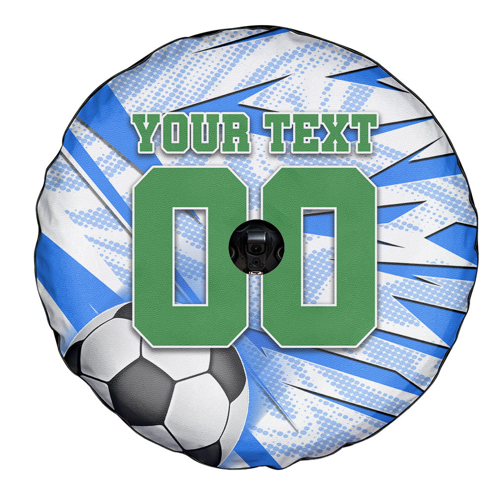 Personalized Uzbekistan Soccer Spare Tire Cover White Wolves Football Halftone Pattern