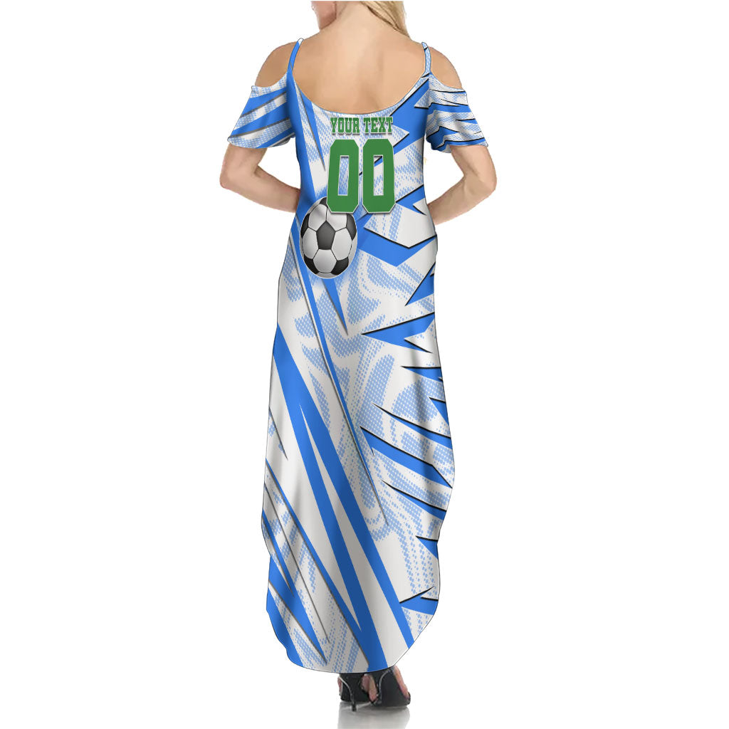 Personalized Uzbekistan Soccer Summer Maxi Dress White Wolves Football Halftone Pattern
