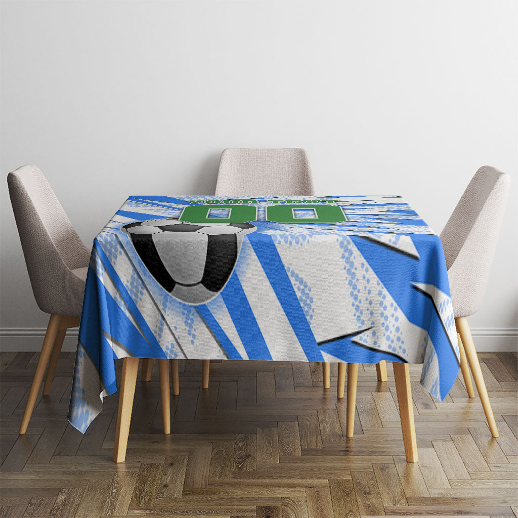 Personalized Uzbekistan Soccer Tablecloth White Wolves Football Halftone Pattern