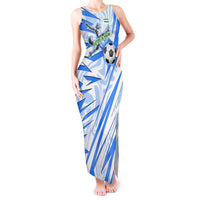 Personalized Uzbekistan Soccer Tank Maxi Dress White Wolves Football Halftone Pattern