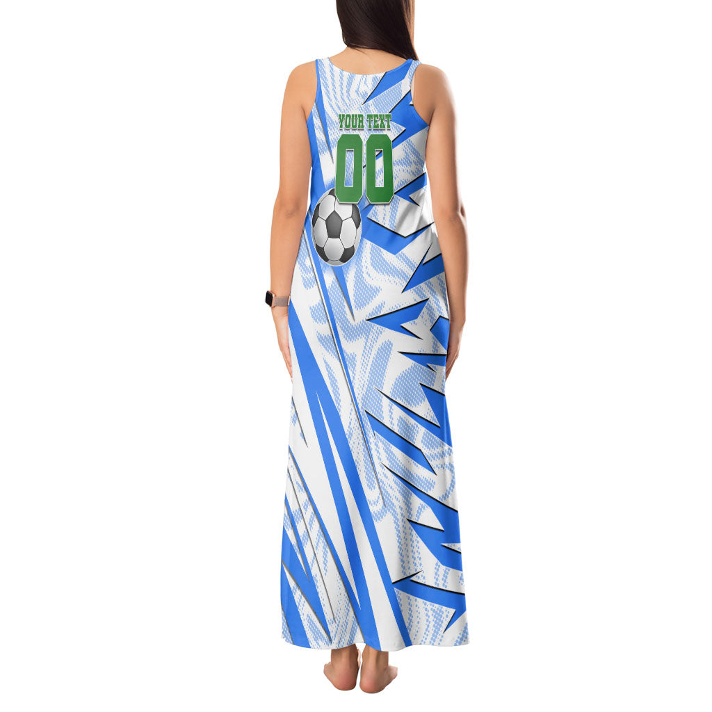 Personalized Uzbekistan Soccer Tank Maxi Dress White Wolves Football Halftone Pattern
