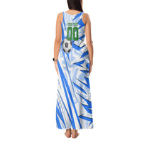 Personalized Uzbekistan Soccer Tank Maxi Dress White Wolves Football Halftone Pattern