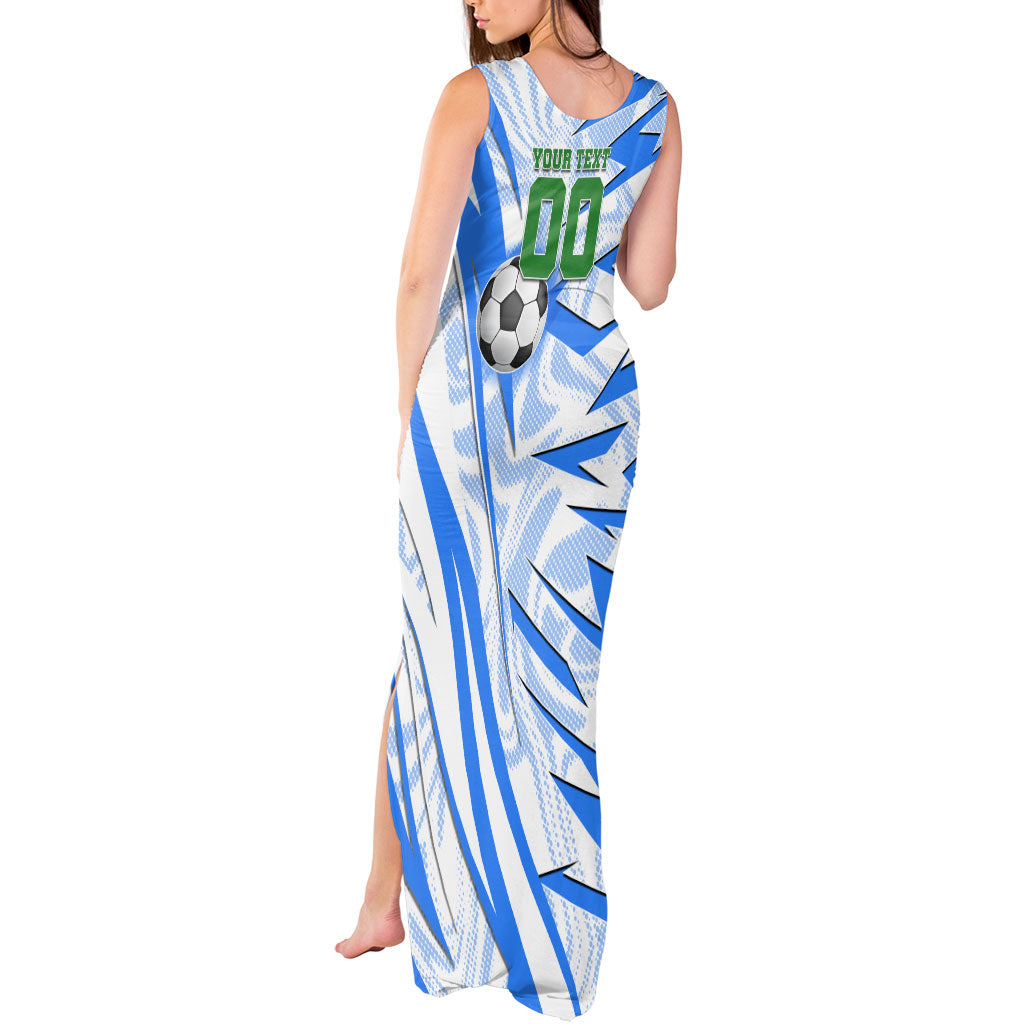 Personalized Uzbekistan Soccer Tank Maxi Dress White Wolves Football Halftone Pattern