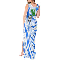 Personalized Uzbekistan Soccer Tank Maxi Dress White Wolves Football Halftone Pattern