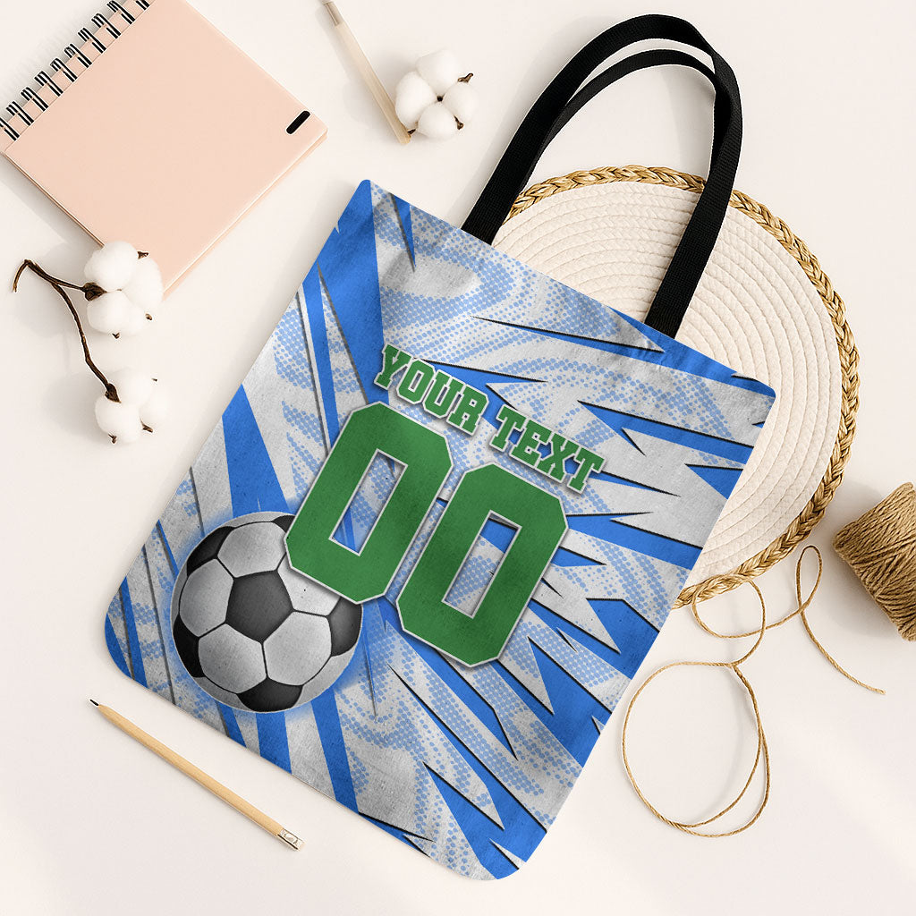 Personalized Uzbekistan Soccer Tote Bag White Wolves Football Halftone Pattern