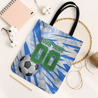 Personalized Uzbekistan Soccer Tote Bag White Wolves Football Halftone Pattern