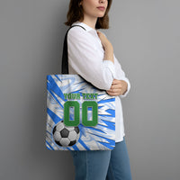 Personalized Uzbekistan Soccer Tote Bag White Wolves Football Halftone Pattern