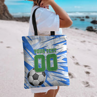 Personalized Uzbekistan Soccer Tote Bag White Wolves Football Halftone Pattern