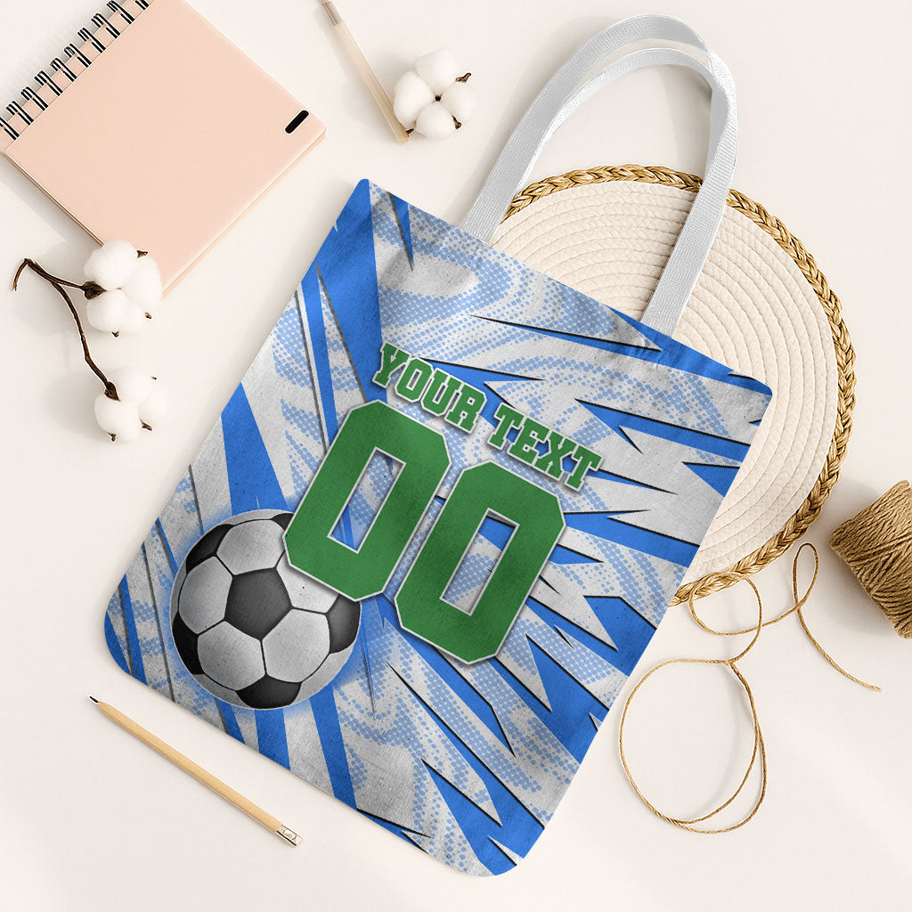 Personalized Uzbekistan Soccer Tote Bag White Wolves Football Halftone Pattern