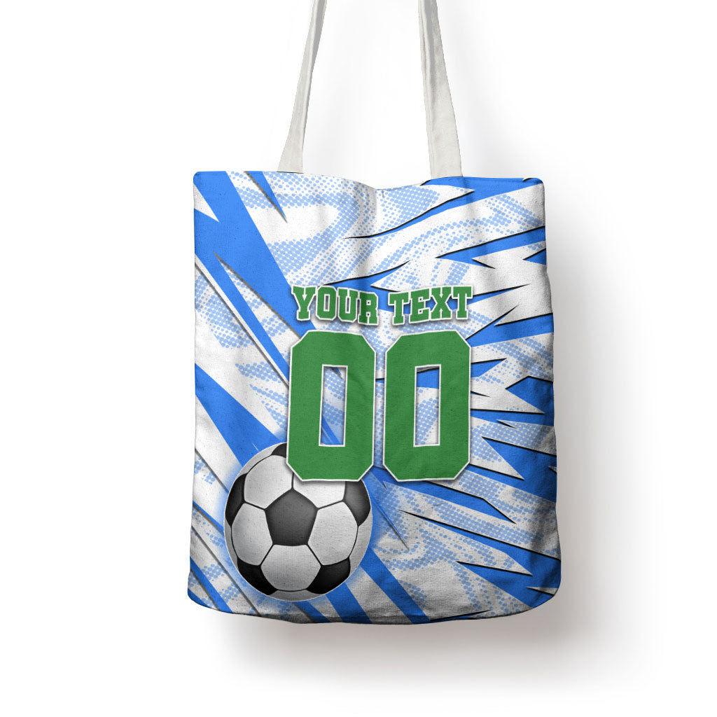Personalized Uzbekistan Soccer Tote Bag White Wolves Football Halftone Pattern