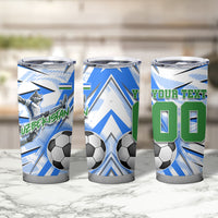 Personalized Uzbekistan Soccer Tumbler Cup White Wolves Football Halftone Pattern