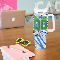 Personalized Uzbekistan Soccer Tumbler With Handle White Wolves Football Halftone Pattern