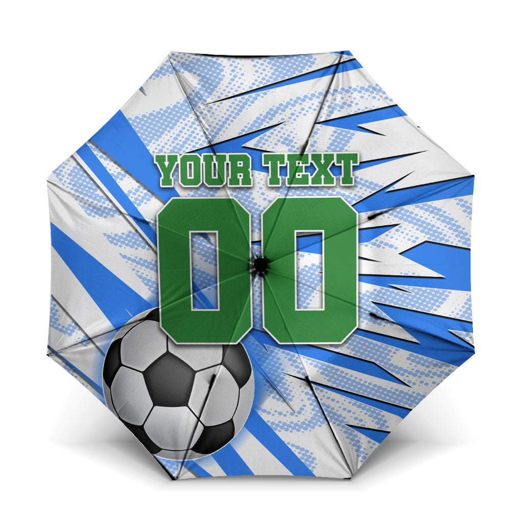 Personalized Uzbekistan Soccer Umbrella White Wolves Football Halftone Pattern