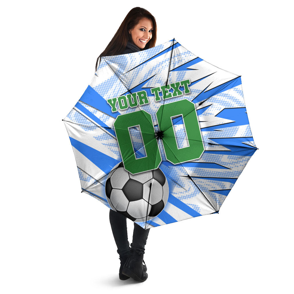 Personalized Uzbekistan Soccer Umbrella White Wolves Football Halftone Pattern