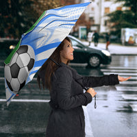 Personalized Uzbekistan Soccer Umbrella White Wolves Football Halftone Pattern
