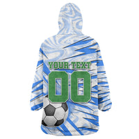 Personalized Uzbekistan Soccer Wearable Blanket Hoodie White Wolves Football Halftone Pattern