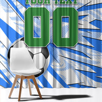 Personalized Uzbekistan Soccer Window Curtain White Wolves Football Halftone Pattern