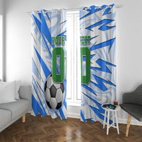 Personalized Uzbekistan Soccer Window Curtain White Wolves Football Halftone Pattern