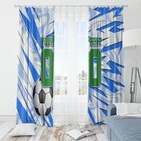 Personalized Uzbekistan Soccer Window Curtain White Wolves Football Halftone Pattern