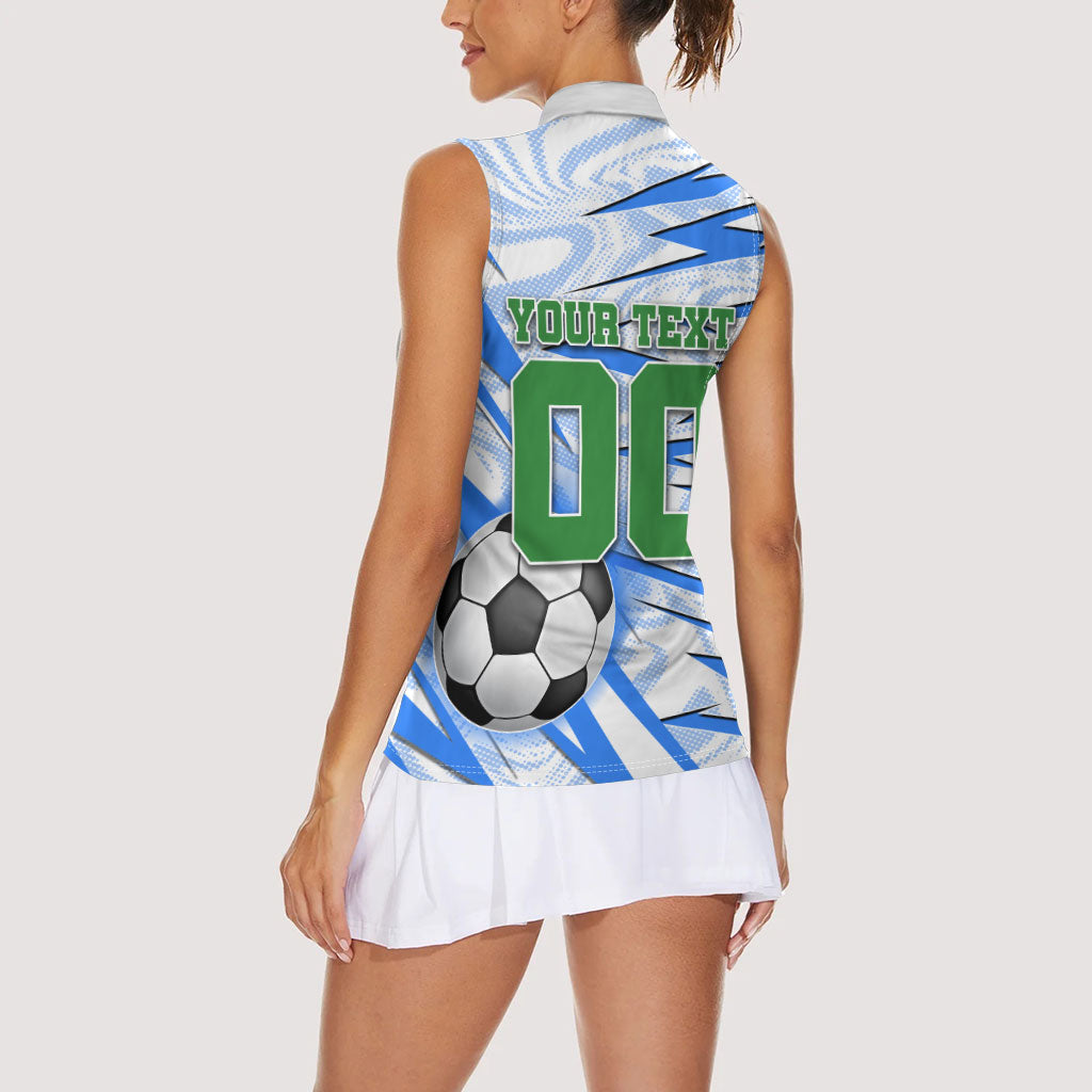 Personalized Uzbekistan Soccer Women Sleeveless Polo Shirt White Wolves Football Halftone Pattern