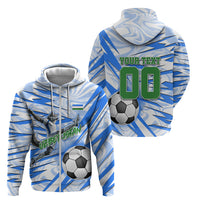 Personalized Uzbekistan Soccer Zip Hoodie White Wolves Football Halftone Pattern