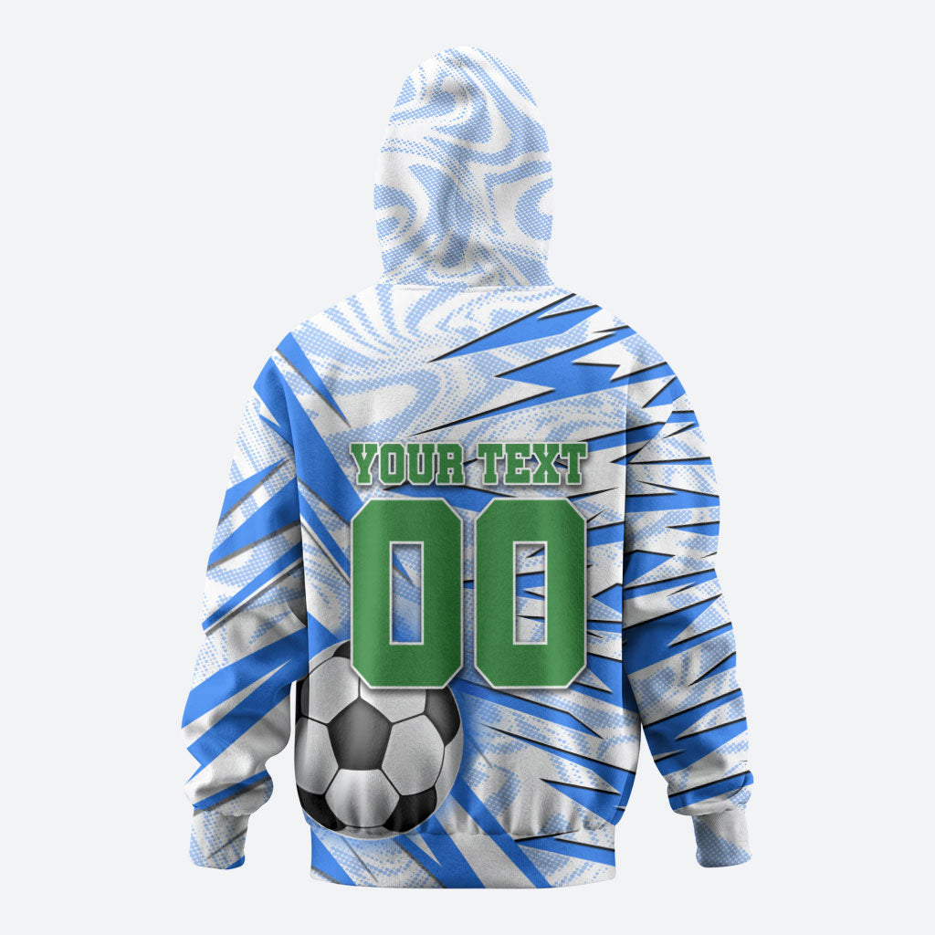 Personalized Uzbekistan Soccer Zip Hoodie White Wolves Football Halftone Pattern