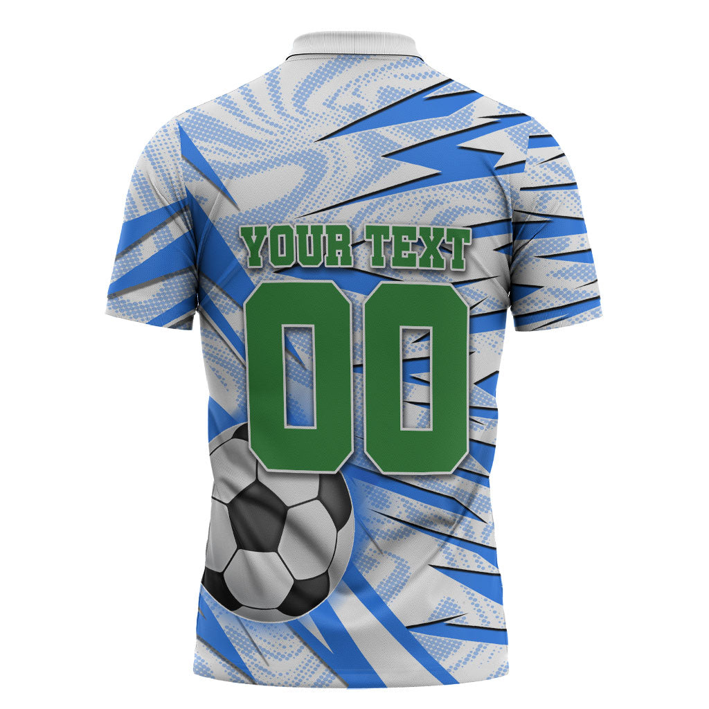 Personalized Uzbekistan Soccer Zipper Polo Shirt White Wolves Football Halftone Pattern