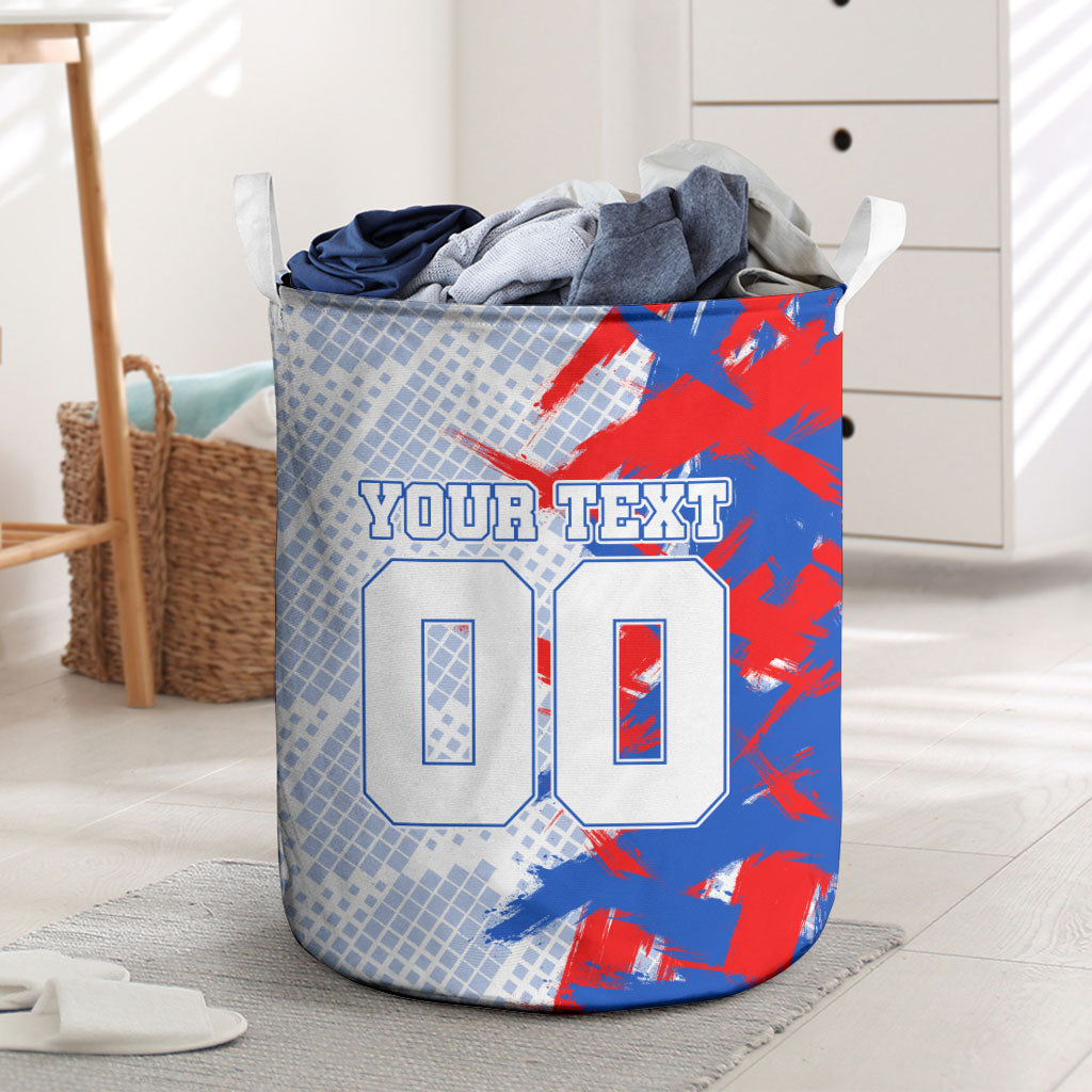 Personalized England Football Laundry Basket Fierce Lion Mascot Abstract Brush Stroke