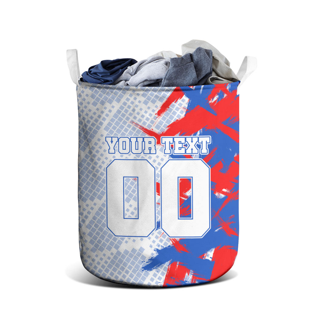 Personalized England Football Laundry Basket Fierce Lion Mascot Abstract Brush Stroke