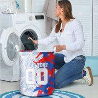 Personalized England Football Laundry Basket Fierce Lion Mascot Abstract Brush Stroke