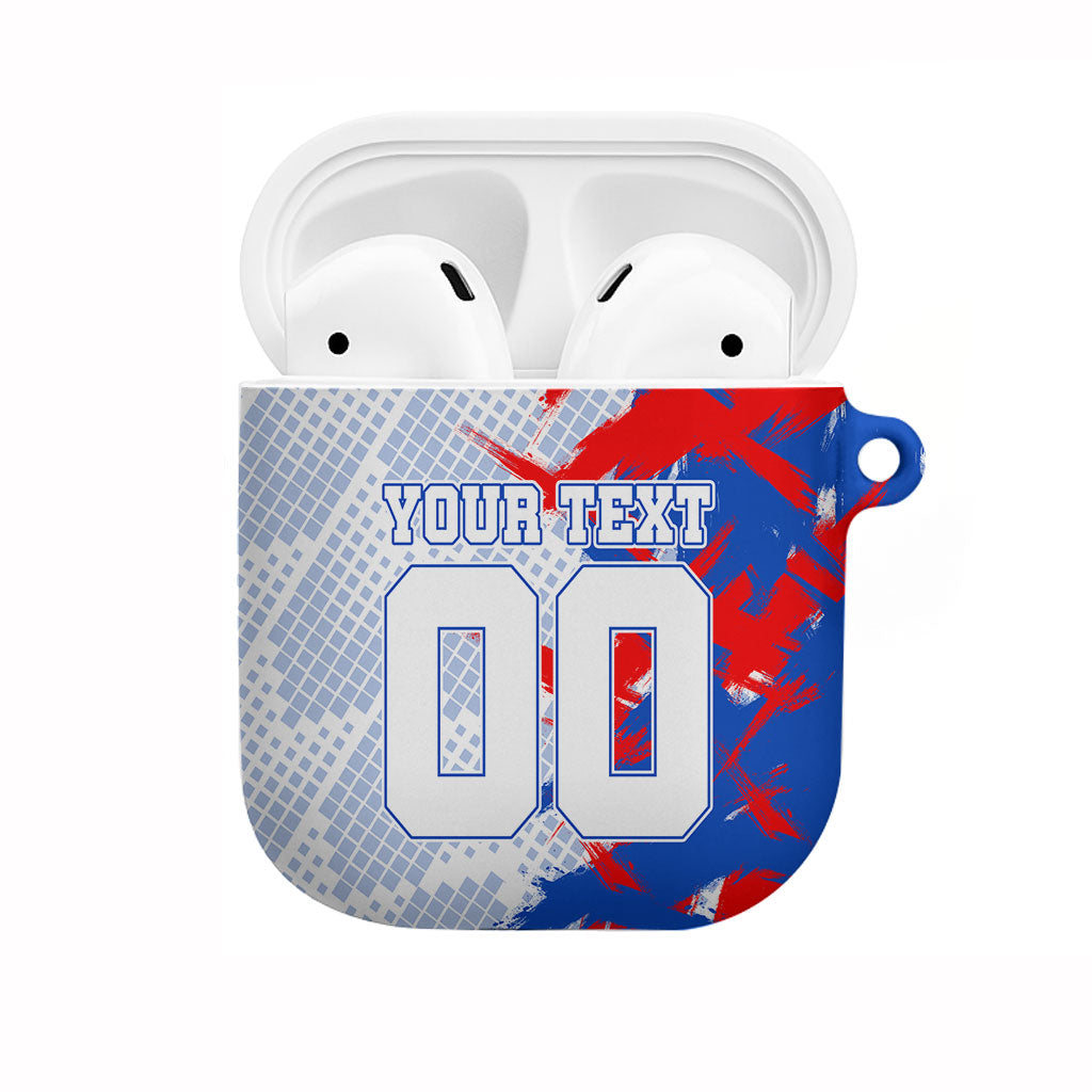 Personalized England Football AirPods Case Fierce Lion Mascot Abstract Brush Stroke