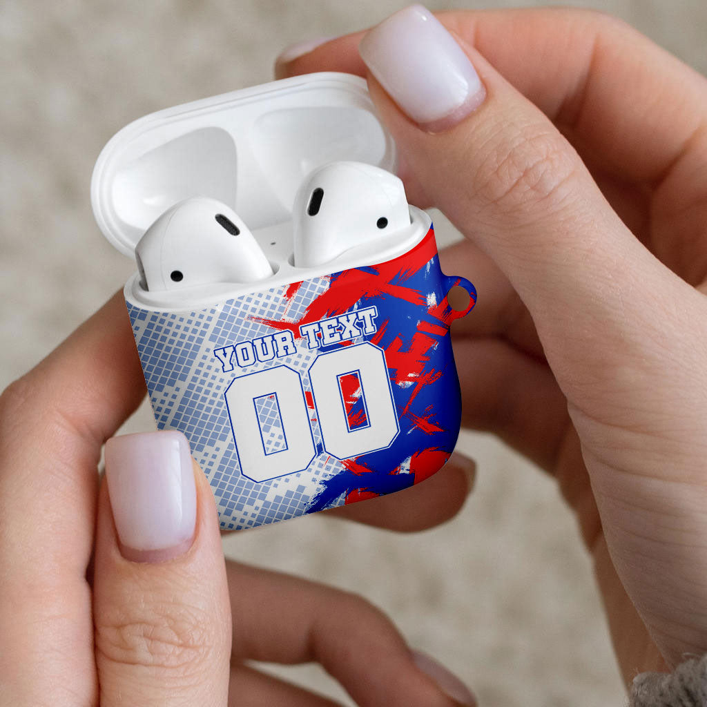 Personalized England Football AirPods Case Fierce Lion Mascot Abstract Brush Stroke
