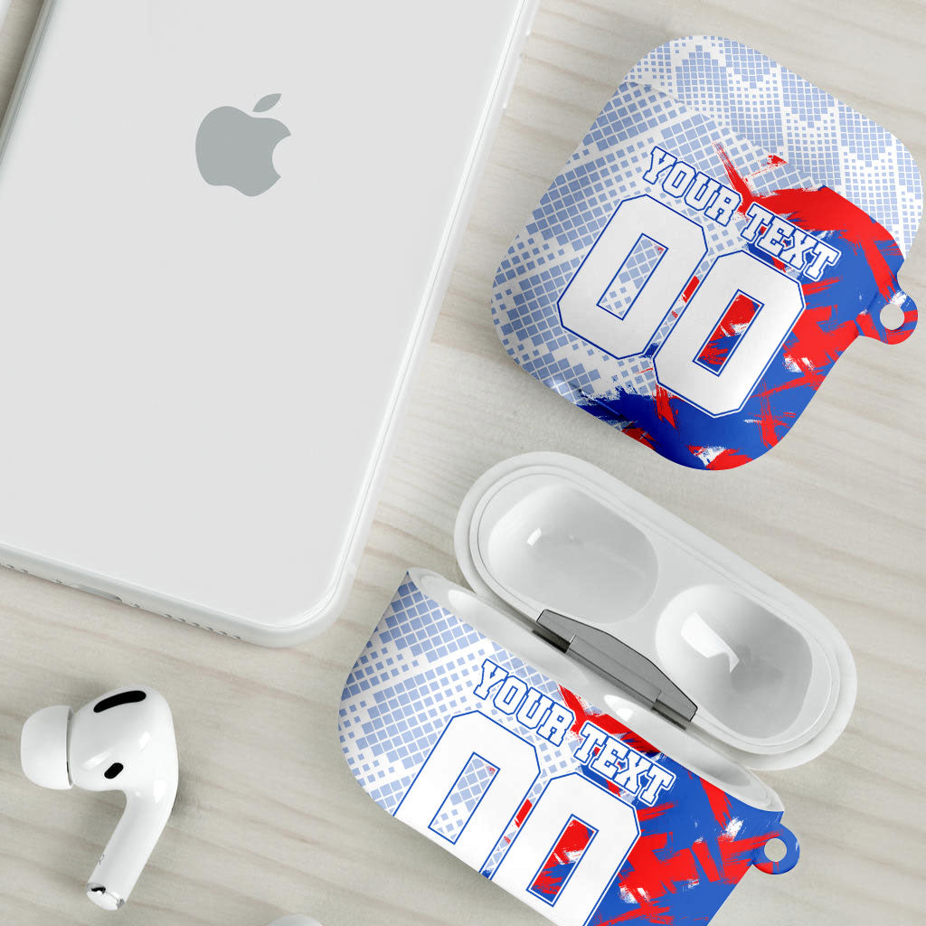 Personalized England Football AirPods Case Fierce Lion Mascot Abstract Brush Stroke