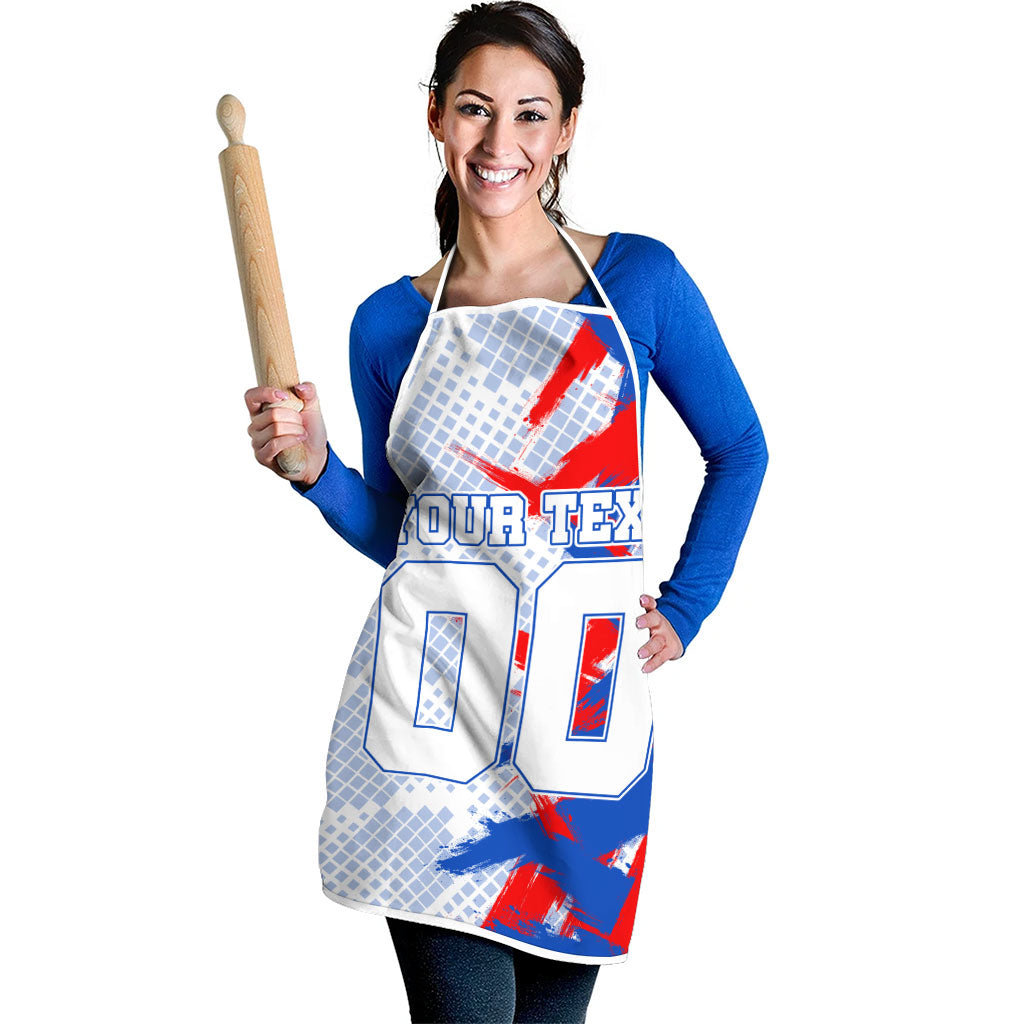 Personalized England Football Apron Fierce Lion Mascot Abstract Brush Stroke