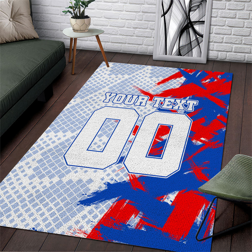 Personalized England Football Area Rug Fierce Lion Mascot Abstract Brush Stroke